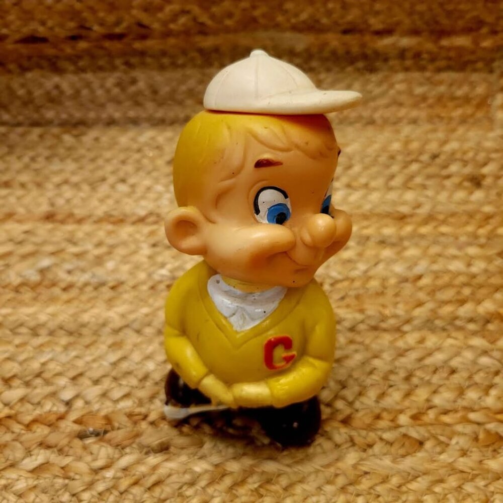 Vintage Golfer Figurine, "Grinning Golfer" Wind Up Bobble Head